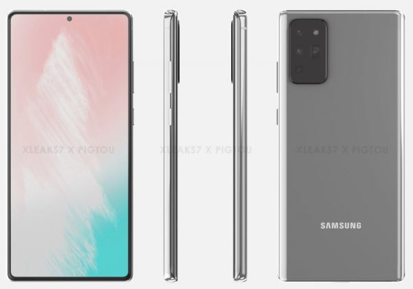 Смартфон Samsung Galaxy Note 20 показан на качественных рендерах